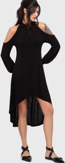 KIHILIST by KILLSTAR Goth Middellang kjole Kihilist Obsidienne Cold Shoulder Dress XS til XXL Damer svart