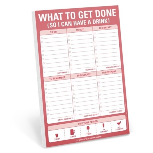 Knock Knock What to Get Done So I Can Have A Drink Pad