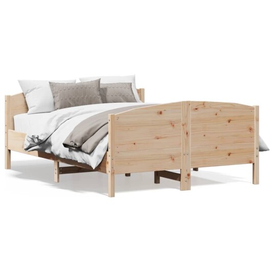 vidaXL Sengeramme med hodegavl 135x190 cm heltre furu 8721012430259