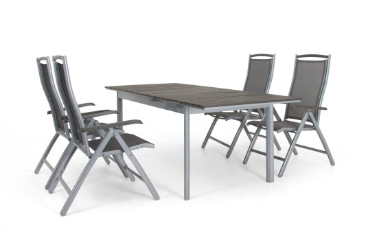 Selected Home Nice spisegruppe Sølv/grå i nonwood 4 stoler & bord 156x212 cm