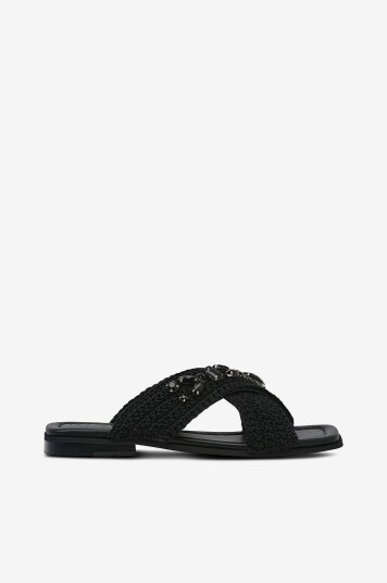 Inuikii Sandaler Woven Crossed Stones Svart