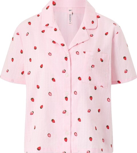 Hunkemöller Pysjamasskjorte Jacket SS Woven Print Rosa