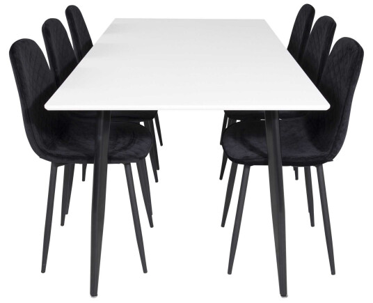 Venture Design Polar & Polar spisegruppe Hvit/svart 6 st stoler & bord 180 x 90 cm