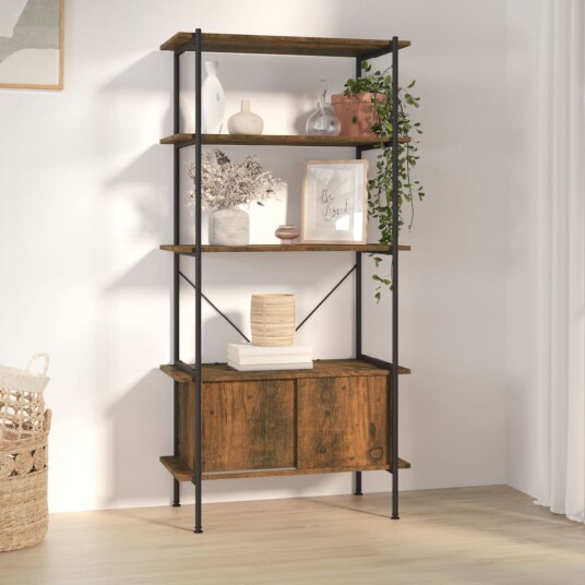 vidaXL Hylle med skap 5 lag 80x40x163 cm st?l og konstruert tre vidaXL Hylle med skap 5 lag 80x40x163 cm st?l og konstruert tre