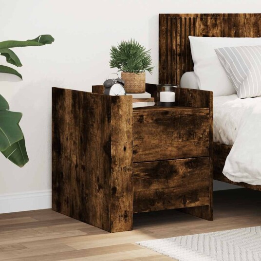 Nattbord røkt eik 45x50x50 cm konstruert tre 848287 Nattbord røkt eik 45x50x50 cm konstruert tre 848287