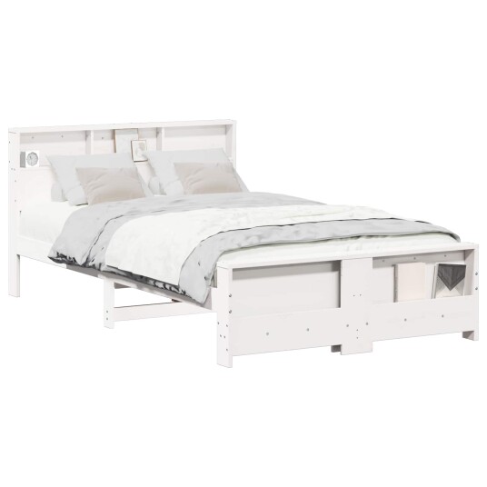  Sengestamme med hodegjerde Hvit 135 x 190 cm Heltre furu