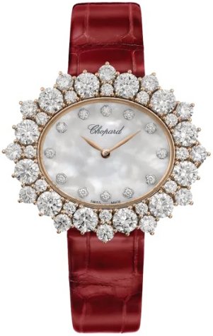 Chopard Dameklokke 13A390 5102 Diamond Hour Hvit/Lær Ø40 mm