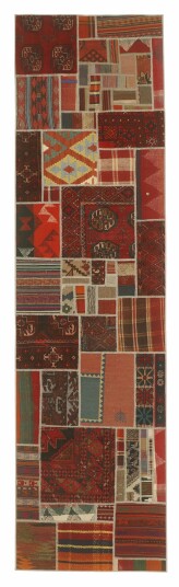 Håndknyttet. Opphav: Persia / Iran Kelim Patchwork Teppe 82x303