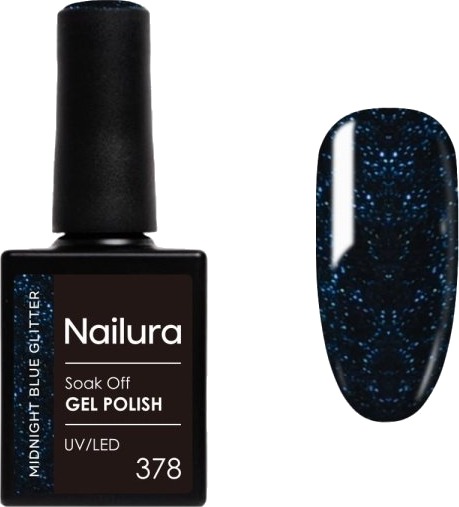 Nailura Gelpolish 378 – Midnight Blue Glitter – 10 ml