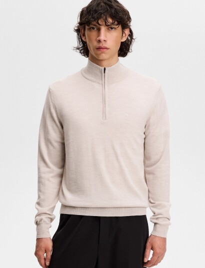 J. Lindeberg Kiyan Quarter Zip Sweater Cream L