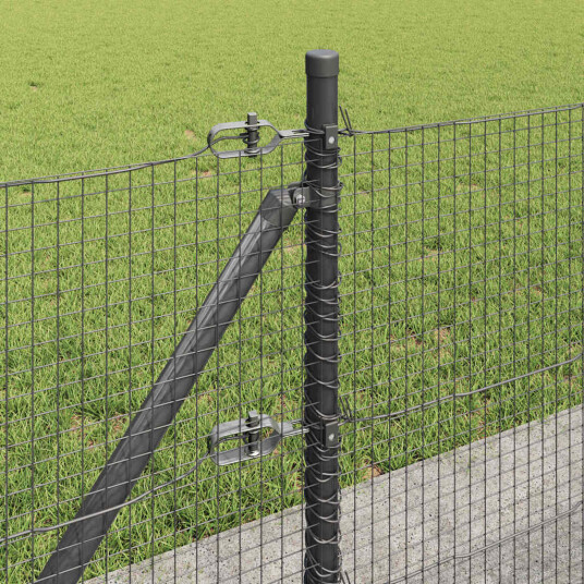 sveist trådgjerde med 13 flanged stolper Grå 0,6x50 m Stål