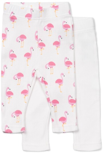 Tiny Treasure Lexi Leggings 2-Pack White/Flamingo 74