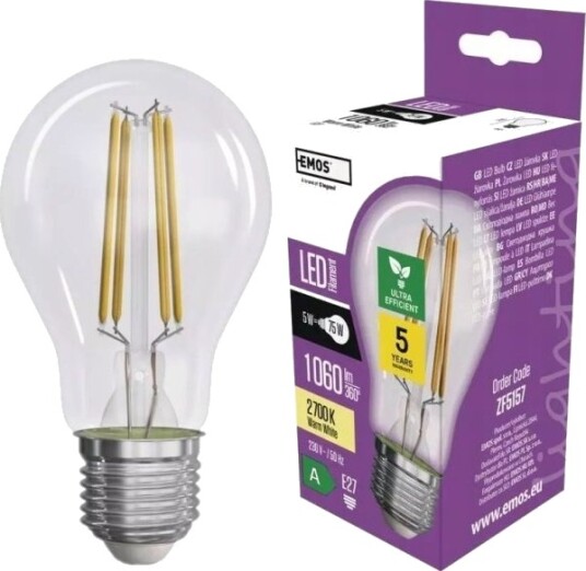Emos Led Pære Emos Filament Zf5157 5 W E27 A60 2700K Transparent Varm Hvit