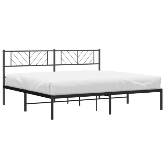  Sengeramme i metall med sengegavl svart 200x200 cm