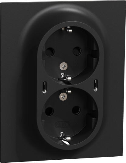 Elko One Dobbelstikk 2x USB-C PD lader sort