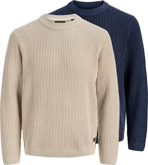 Jack & Jones Jjedover Knit Crew Neck 2Pk Mp   Navy   M