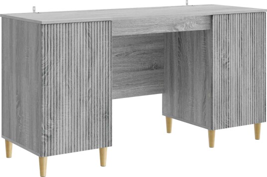 vidaXL Skrivebord med dør Grå sonoma 142,5 x 50 x 75 cm Konstruert tre