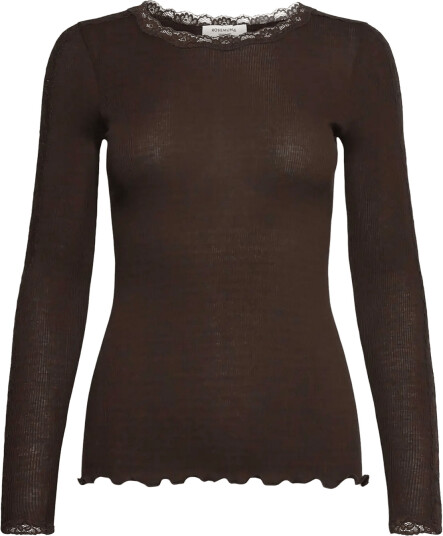 Rosemunde Rwbernadine Organic Ls O Neck Lace T Shirt Brown L