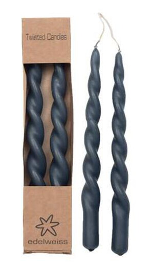 Vridde stearinlys Jeans Blue to stk i eske