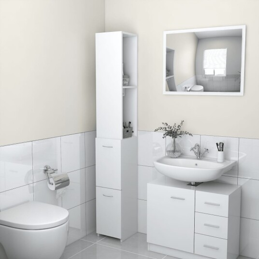 vidaXL Baderomsskap hvit 25x25x170 cm sponplate vidaXL Baderomsskap hvit 25x25x170 cm sponplate