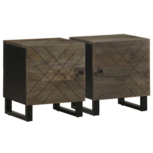  Nattbord 2 stk svart 40x33x46 cm heltre mango 8721158447746