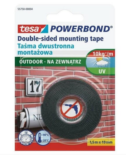 Tesa Powerbond Montasjetape Utendørs 1,5m x 19mm