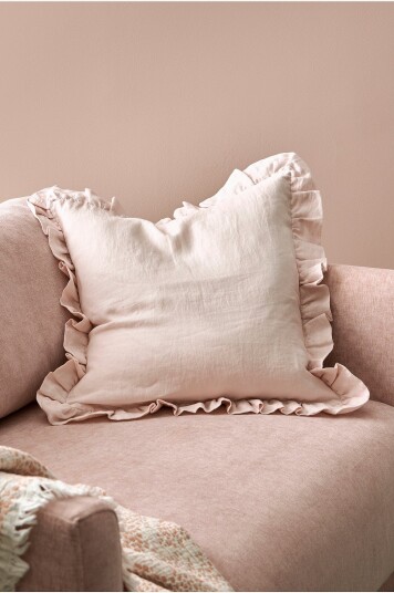 Ellos Home Putetrekk Candice Frill i vasket lin Rosa Ellos Home Putetrekk Candice Frill i vasket lin Rosa