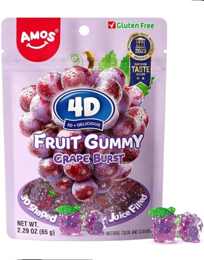 4D Fruit Gummy Grape Burst Gelegodteri med Druesmak 65 gram