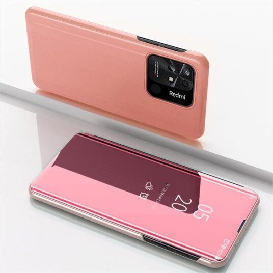 Hurtel Clear View Case Xiaomi Redmi 10C Deksel Med Klaff Rosa