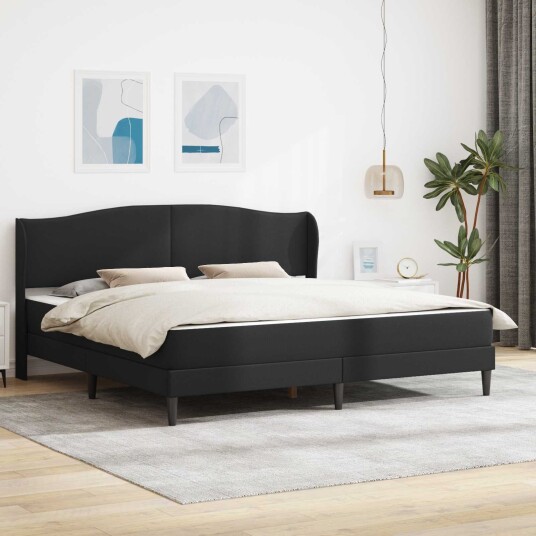 Sengestamme med hodegjerde Svart 180 x 200 cm Kunstlær Sengestamme med hodegjerde Svart 180 x 200 cm Kunstlær