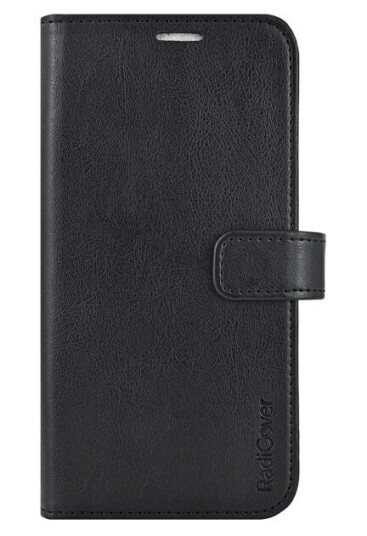 RadiCover Flipcov iPhone 16 Plus Wallet Case med RFID-beskyttelse - Svart PU