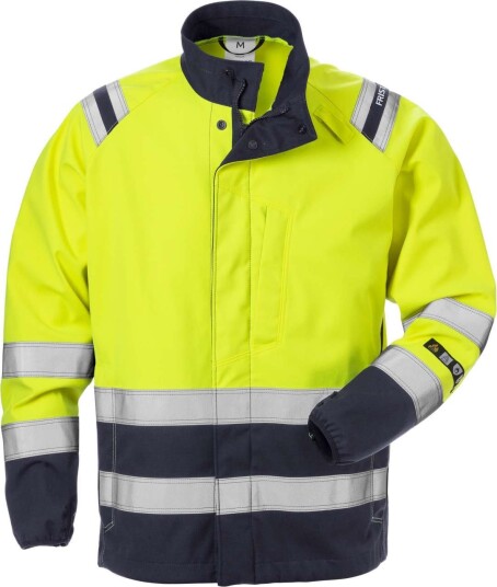 Fristads Flamestat softshelljakke cl 3 4016 FSS Hi Vis Gul / Marineblå 3XL