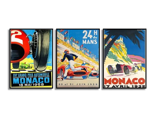 Plakat Klassiske Løpsplakater / Sett med 3 Plakat Klassiske Løpsplakater / Sett med 3