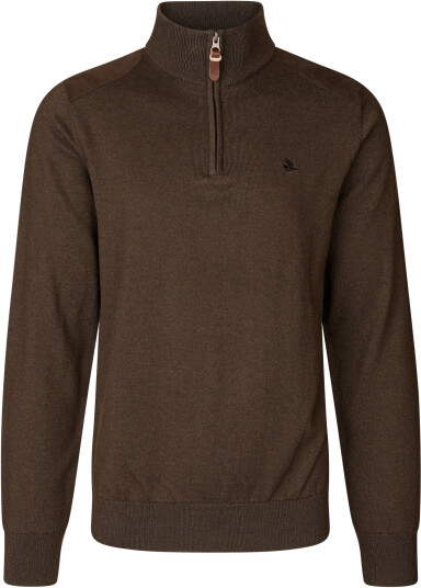 Seeland Men"s Pine Half Zip Sweater Dark Brown M
