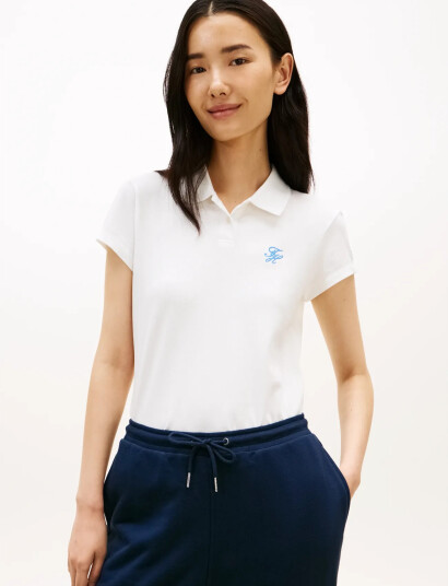 Tommy Hilfiger Th Script Slim Ss Polo   White   M