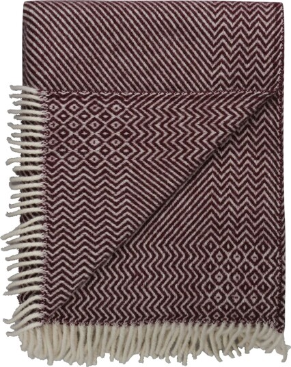 Røros Tweed Kattefot frynsepledd ull burgunder 140x220 cm Røros Tweed Kattefot frynsepledd ull burgunder 140x220 cm