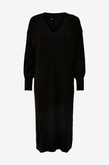 Only - Strikketkjole onlNew Tessa L/S Midi V-neck Dress - Svart Only - Strikketkjole onlNew Tessa L/S Midi V-neck Dress - Svart