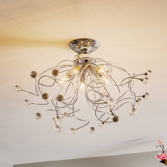 ONLI Taklampe Trilly in krom med krystaller 5 lys