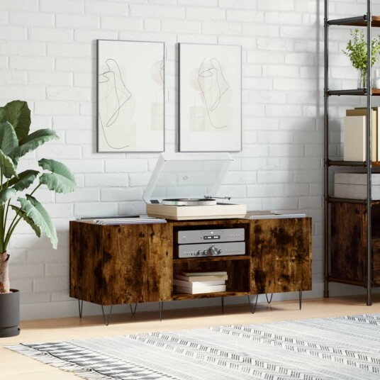  Hifi benk røkt eik 121x38x48 cm konstruert tre