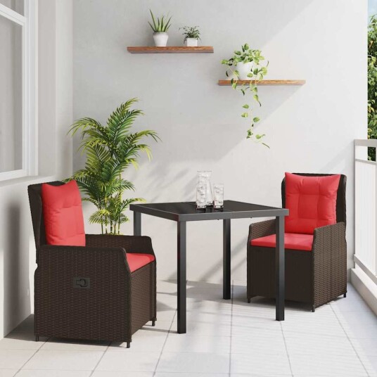 vidaXL Hage Spisegruppe 3 stk. Brun Poly rattan