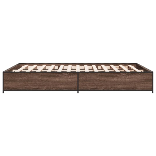 Sengeramme brun eik 150x200 cm konstruert tre og metall 8721102610318