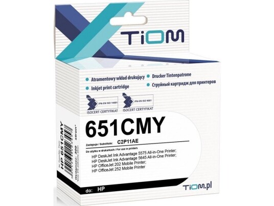 Tiom Blekk Tiom Blekk For Hp 651Cmy | C2p11ae | 20 Ml | C-Eller