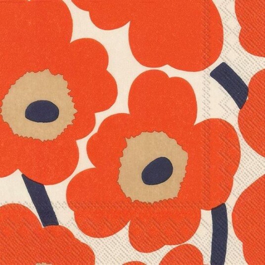 Marimekko servietter lunsj Unikko cream red