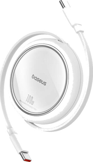 Baseus Free2Draw Mini USB-C - USB-C 100W med 1m uttrekkbar kabel - Hvit