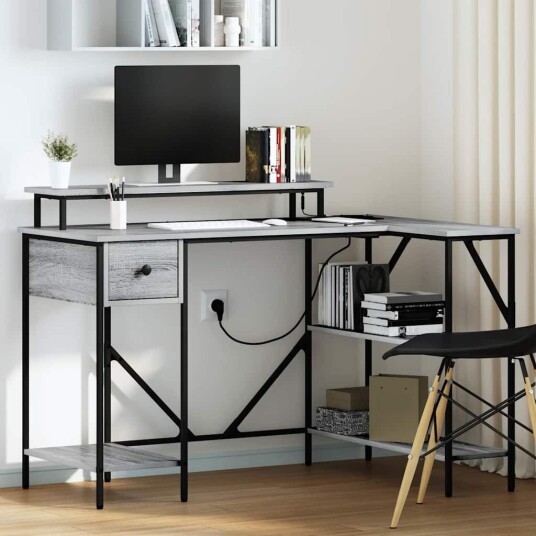 Skrivebord Grå sonoma 120 x 79 x 86.5 cm Konstruert tre Skrivebord Grå sonoma 120 x 79 x 86.5 cm Konstruert tre