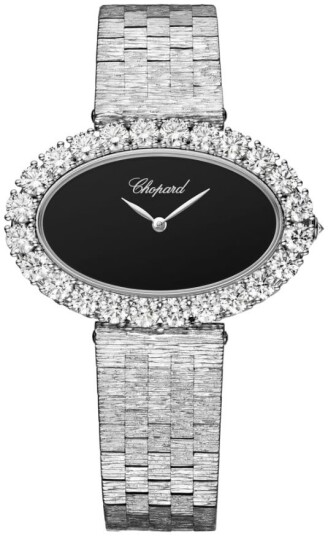 Chopard Dameklokke 10A376 1008 L Heure Du Diamant Sort/18 karat hvitt