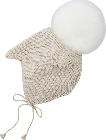 Huttelihut Babylue - Ull - Off-White m. Pelsdusk - Huttelihut - 1-2 år (80-92) - Lue baby Beige Hvit