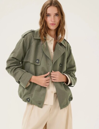 My Essential Wardrobe Miramw Short Trenchcoat Khaki green 44 My Essential Wardrobe Miramw Short Trenchcoat Khaki green 44