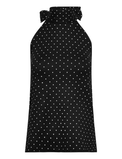 Gina Tricot Polka Dot Knitted Top   Black   M