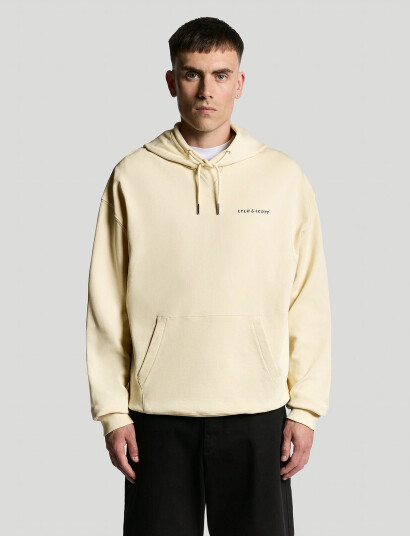Lyle & Scott Script Brushback Pullover Hoodie - Cream - XL Lyle & Scott Script Brushback Pullover Hoodie - Cream - XL